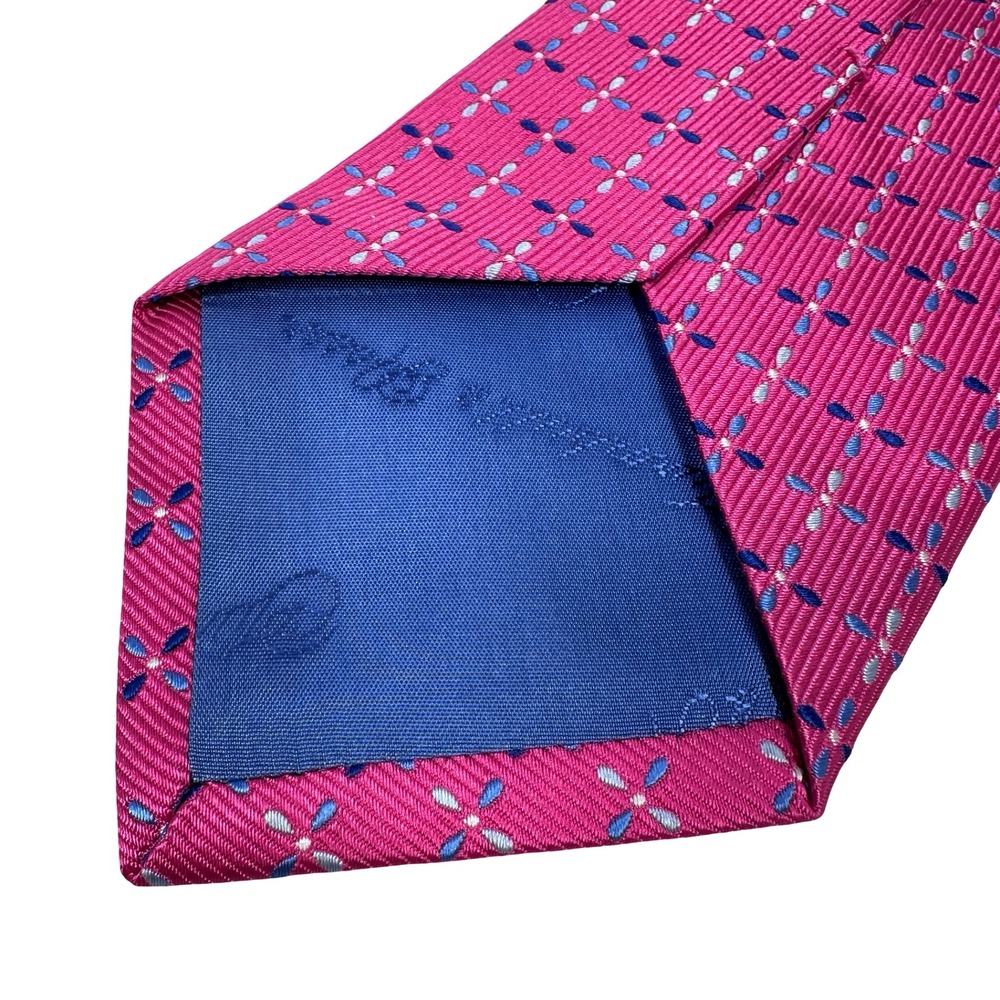 Turnbull & Asser Pink Silk Geometric Floral Tie Hand Made in England 3.5 x 56 - Picture 3 of 4